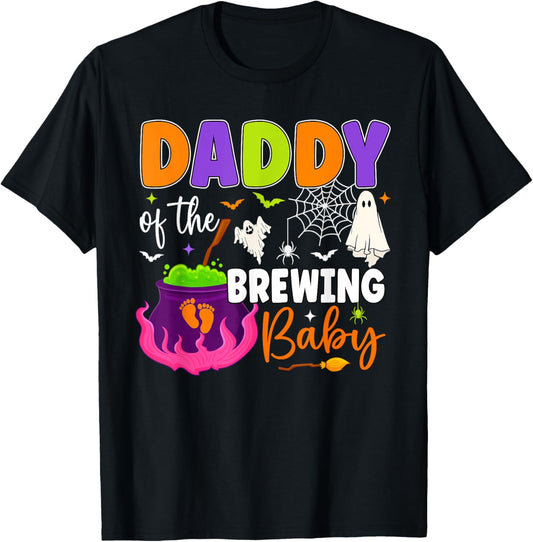 Daddy of the Brewing Baby Halloween Theme Baby Shower Spooky T-Shirt - T-Shirt | Black