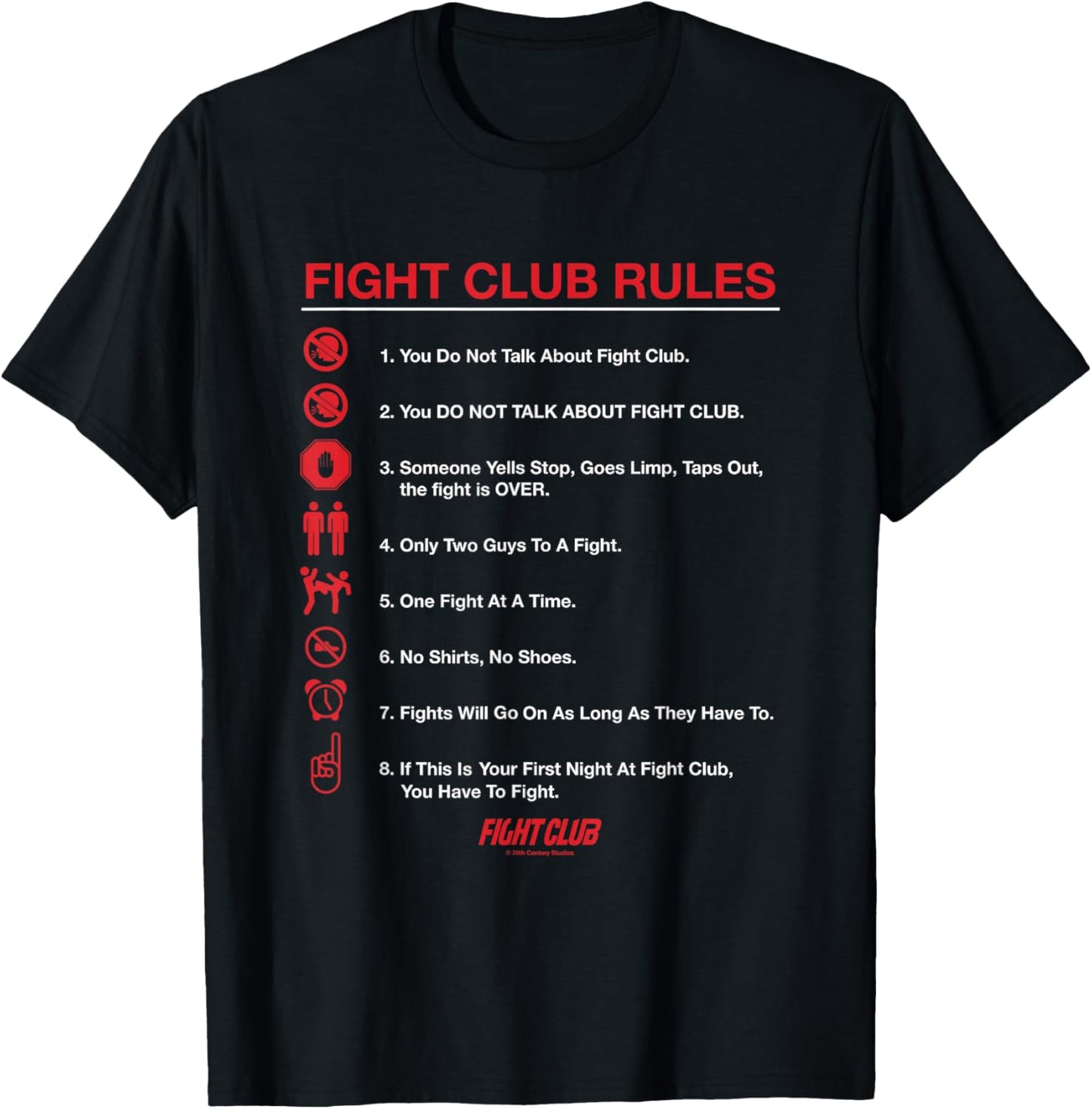 Fight Club Iconic List Rules Big Chest Text Logo T-Shirt - T-Shirt | Black