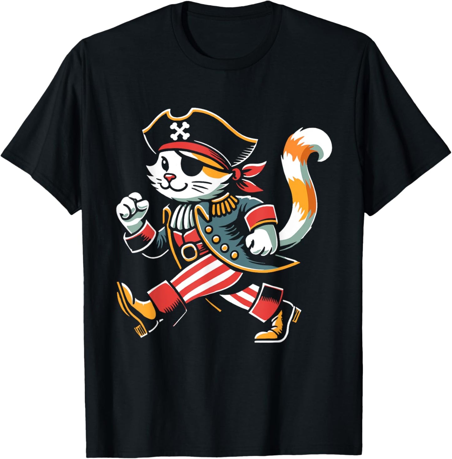 Retro Cat Pirate Captain Costume Kids Boys T-Shirt - T-Shirt | Black