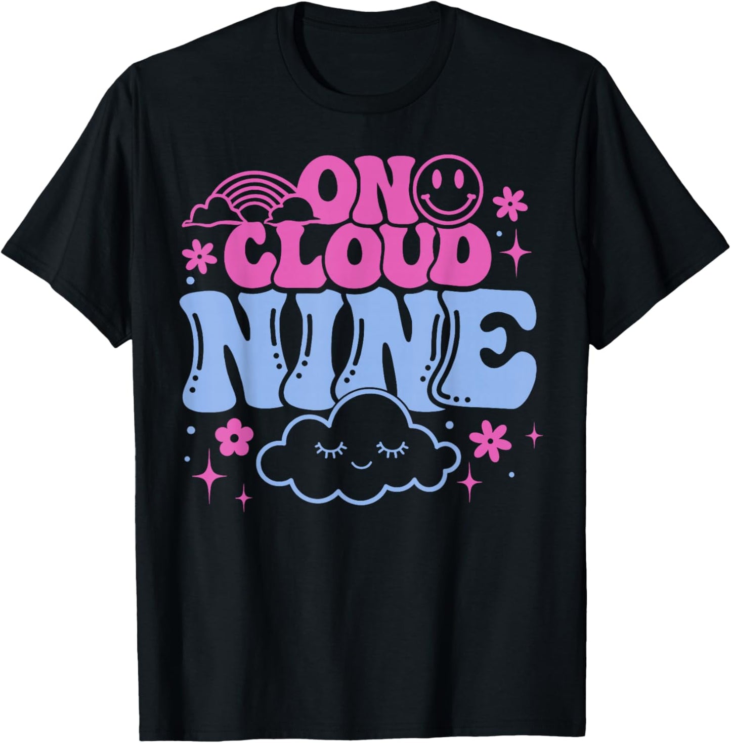 On Cloud NINE BIRTHDAY SHIRT 9th Birthday Girl Funny Retro T-Shirt - T-Shirt | Black