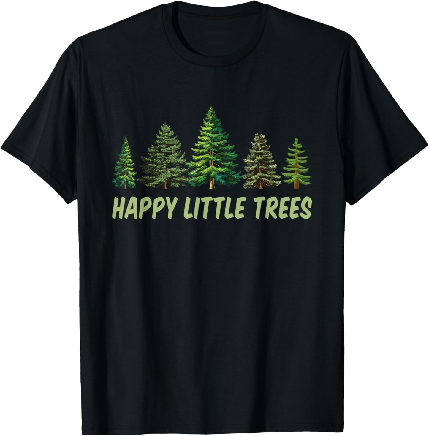 Happy Little Trees Vintage Camping T-Shirt - T-Shirt | Black