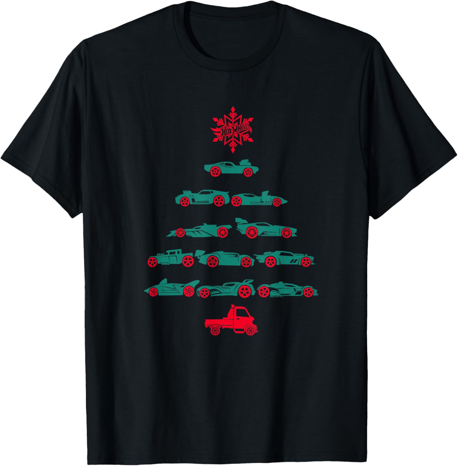 Hot Wheels Car Christmas Tree T-Shirt - T-Shirt | Black