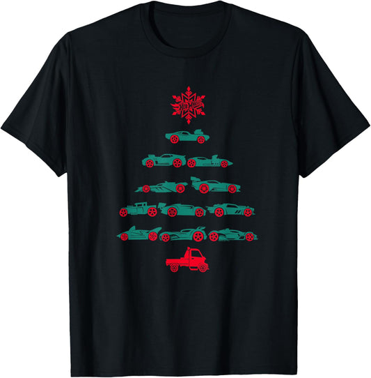Hot Wheels Car Christmas Tree T-Shirt - T-Shirt | Black