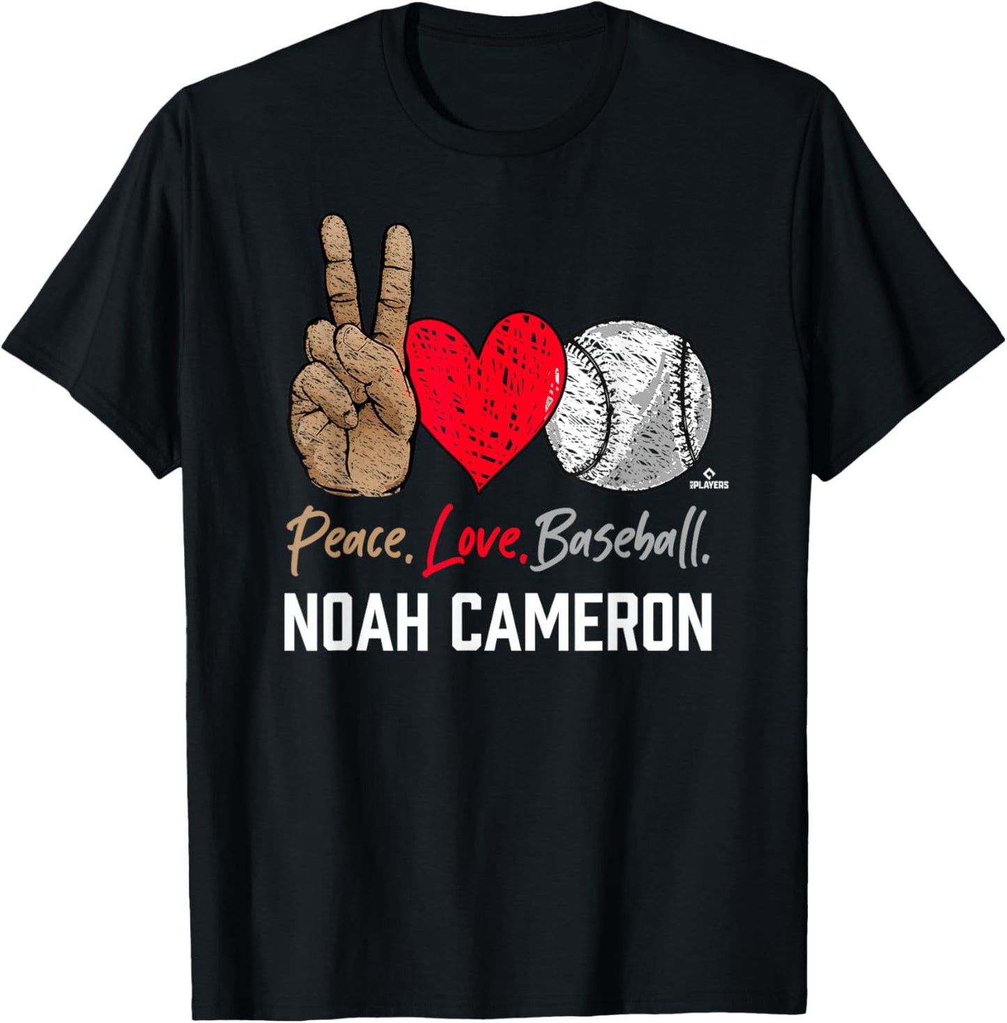 Peace Love Noah Cameron Prospect Baseball Fan Gear T-Shirt - T-Shirt | Black