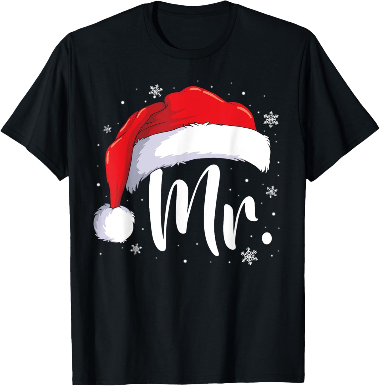Mr and Mrs Claus Couples Matching Christmas Pajamas Santa T-Shirt - T-Shirt | Black