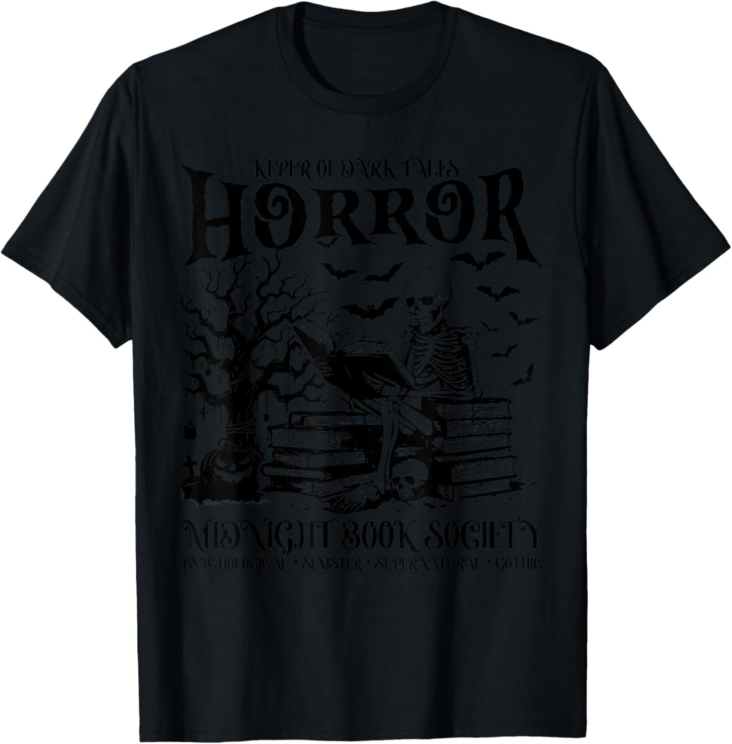 Halloween Horror Midnight Book Club Society Literary Reader T-Shirt - T-Shirt | Black