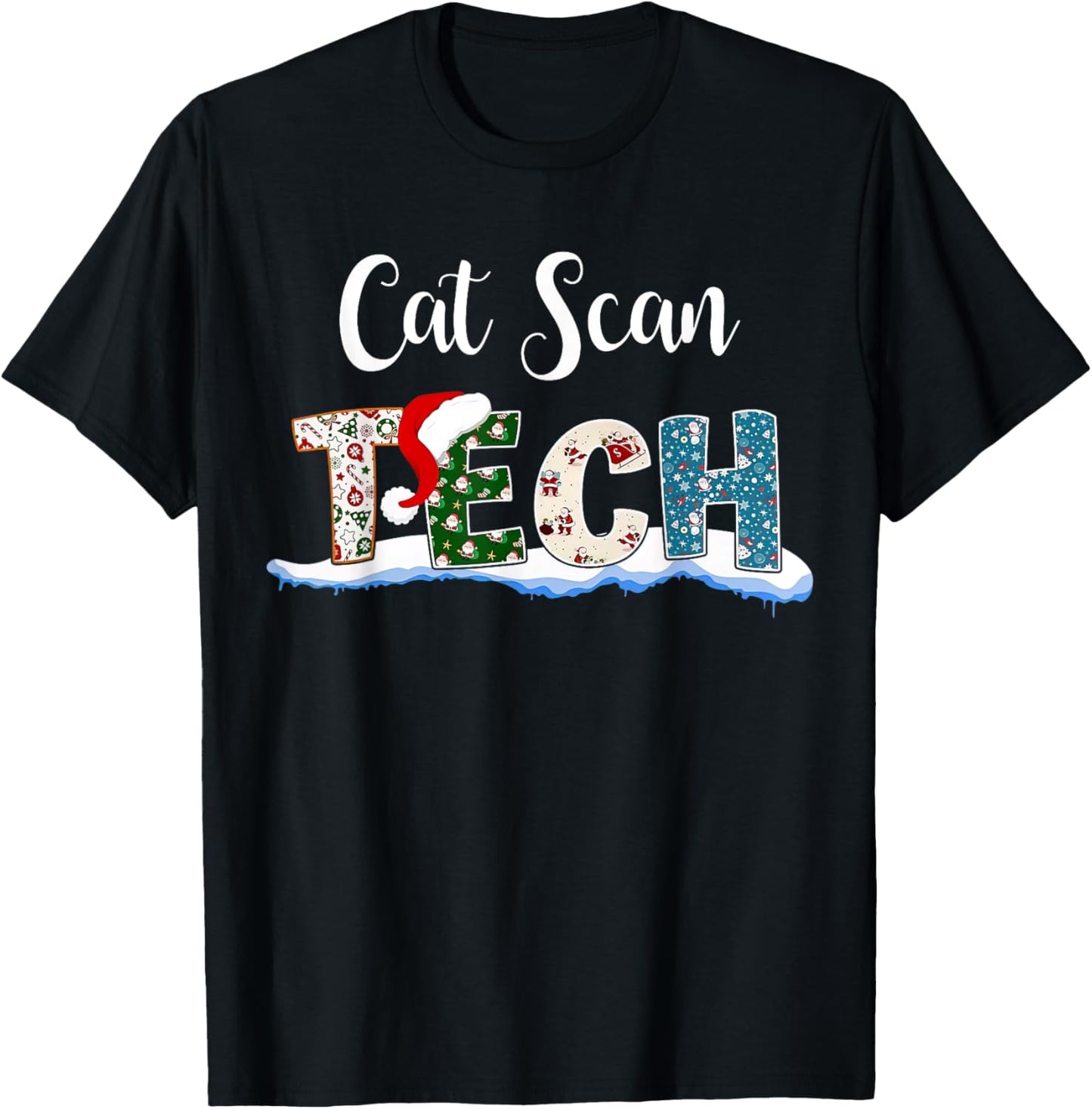 Cat Scan Tech Santa Hat Christmas Radiology Technologist Men Women T-Shirt - T-Shirt | Black
