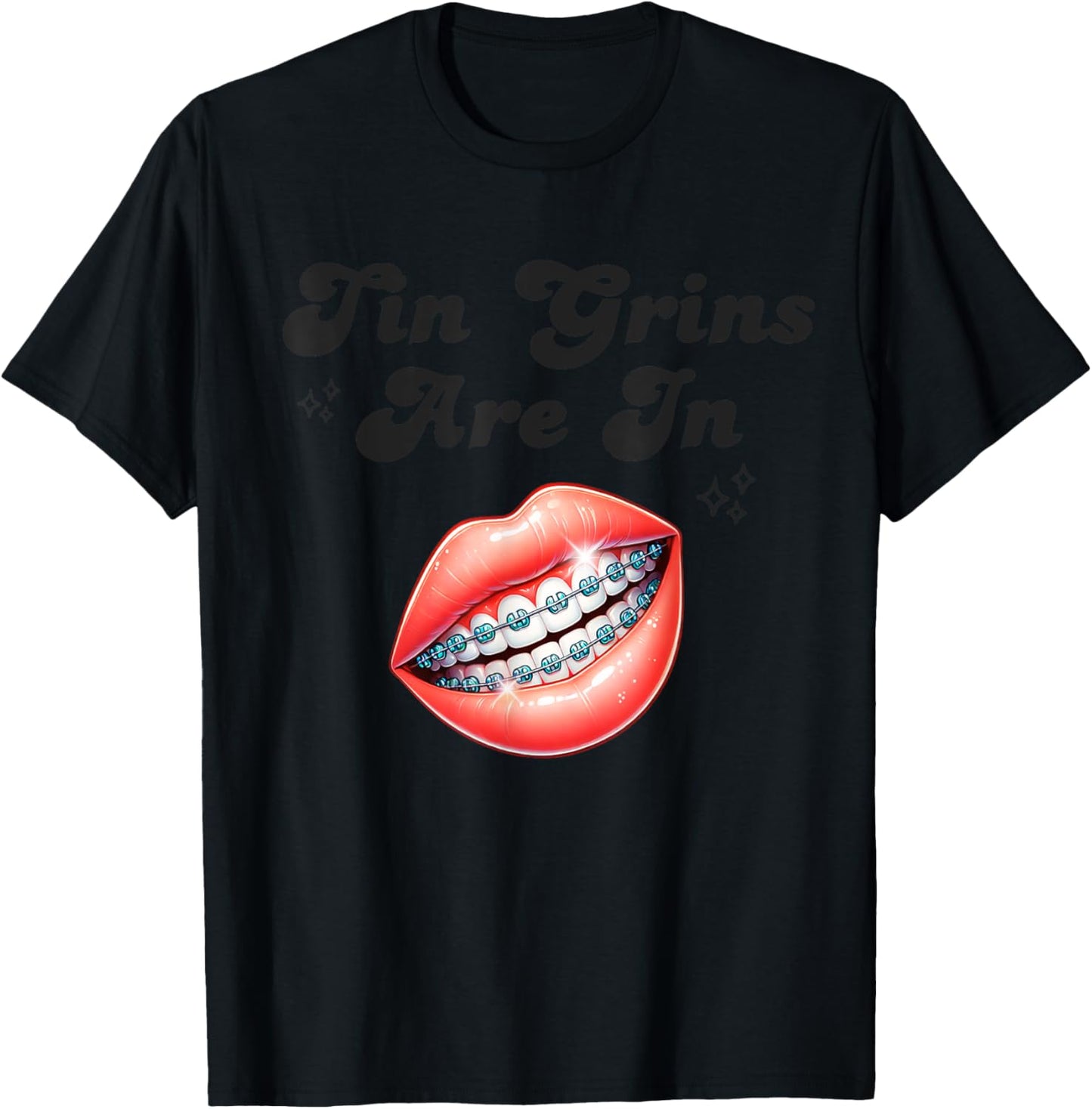Metal Dental Braces, Tin Grins, Retro Braces T-Shirt - T-Shirt | Black