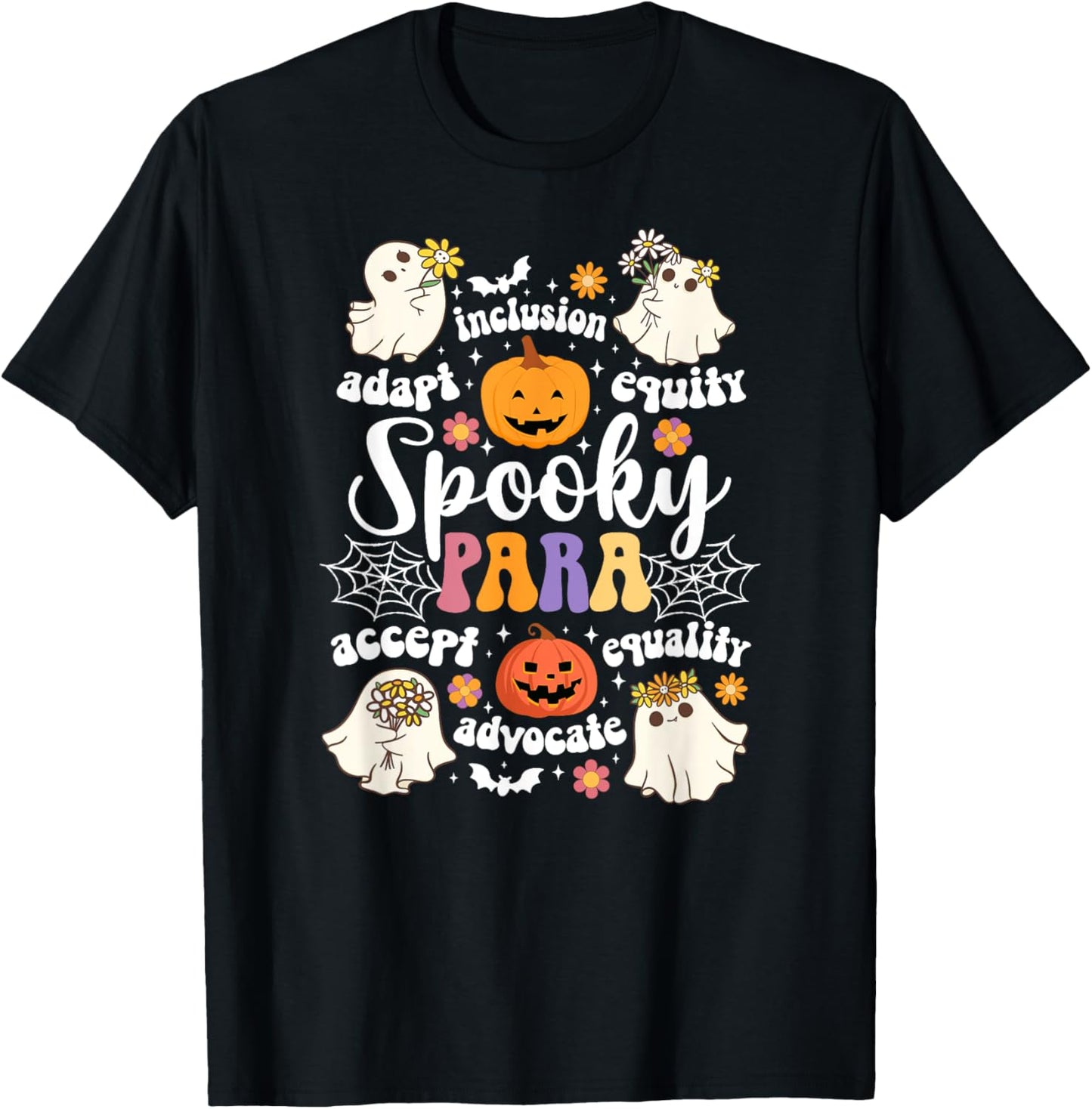 Spooky Para Halloween Parapro Groovy Paraprofessional T-Shirt - T-Shirt | Black