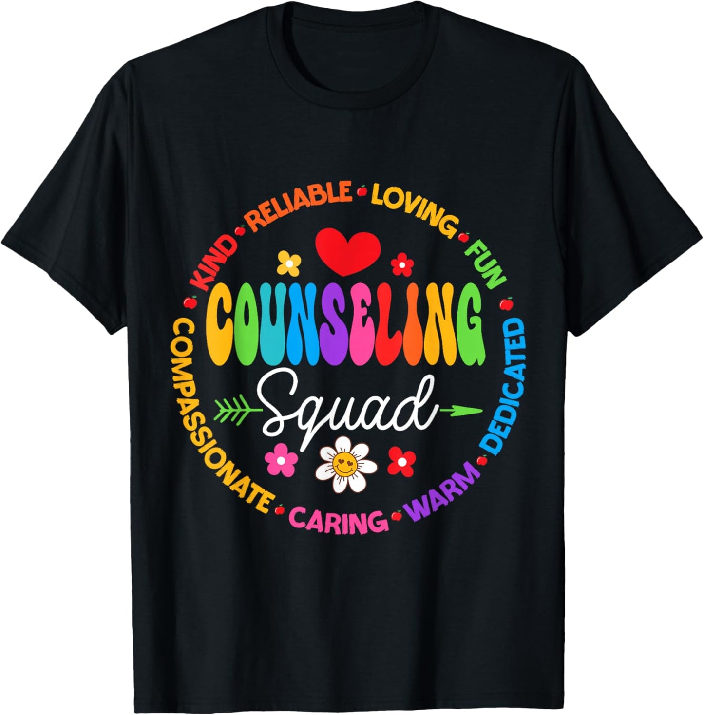 Groovy Counseling Squad Office Appreciation Back to School T-Shirt - T-Shirt | Black