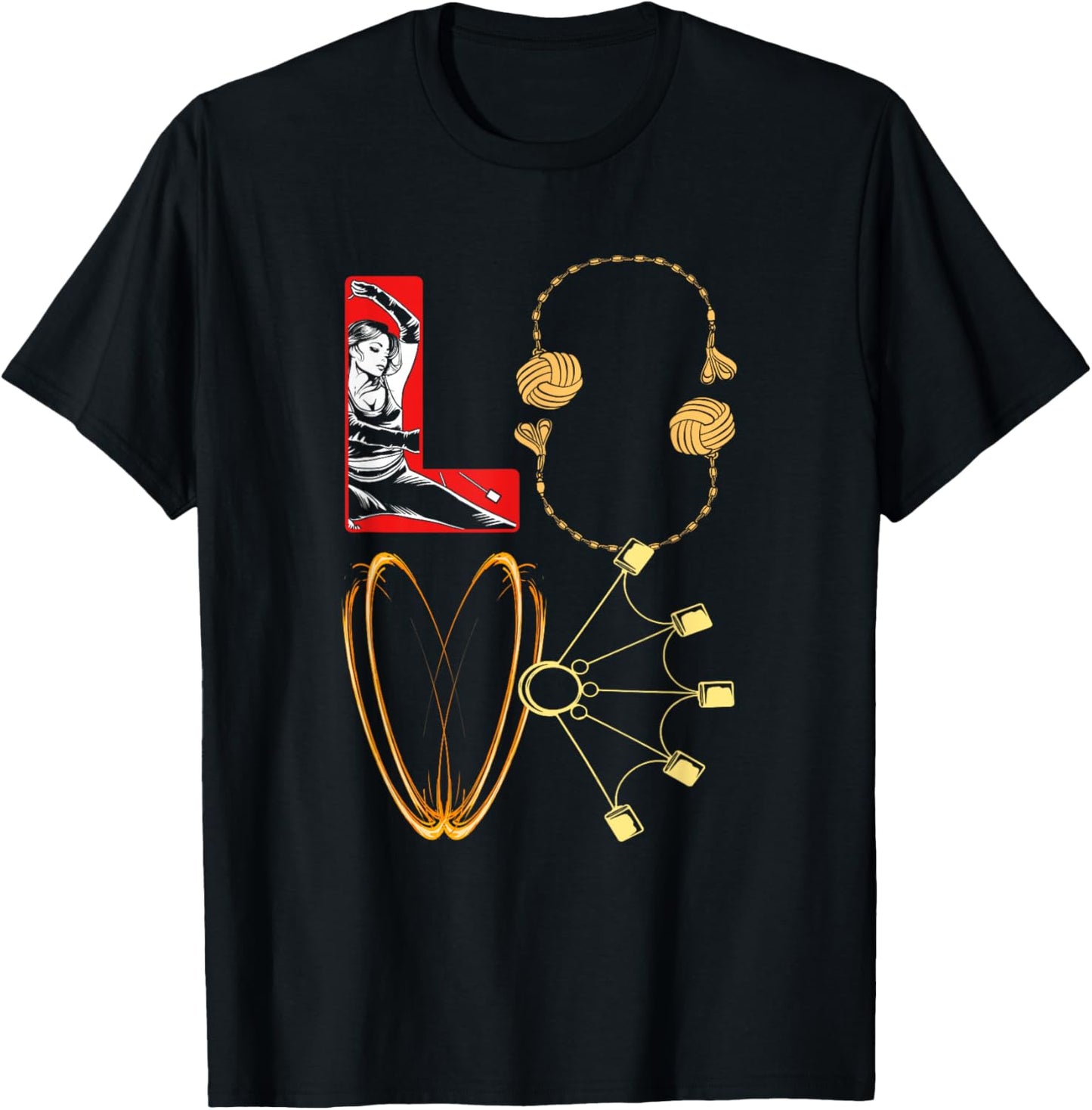Fire Spinner Love Fire Spinning Equipment T-Shirt - T-Shirt | Black