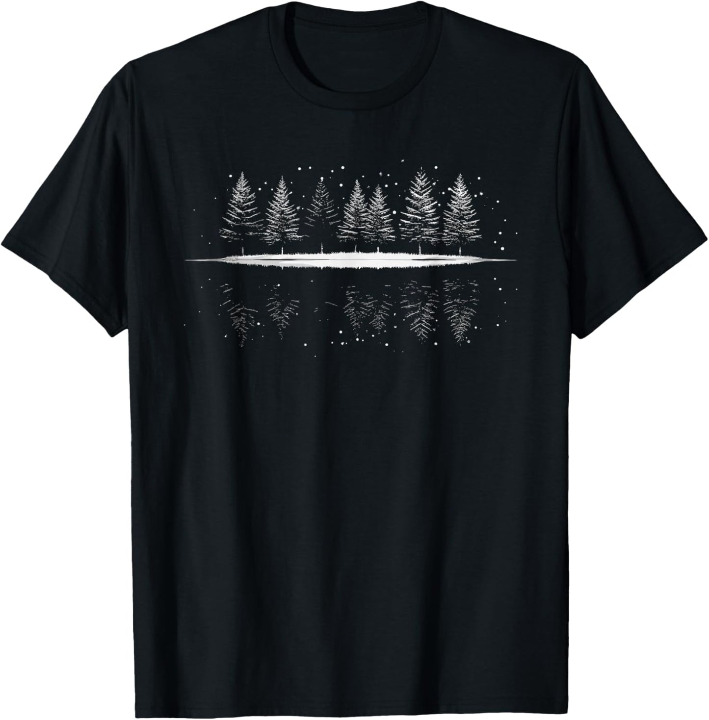 Nature Reflection Forest Trees Outdoor Wildlife T-Shirt - T-Shirt | Black