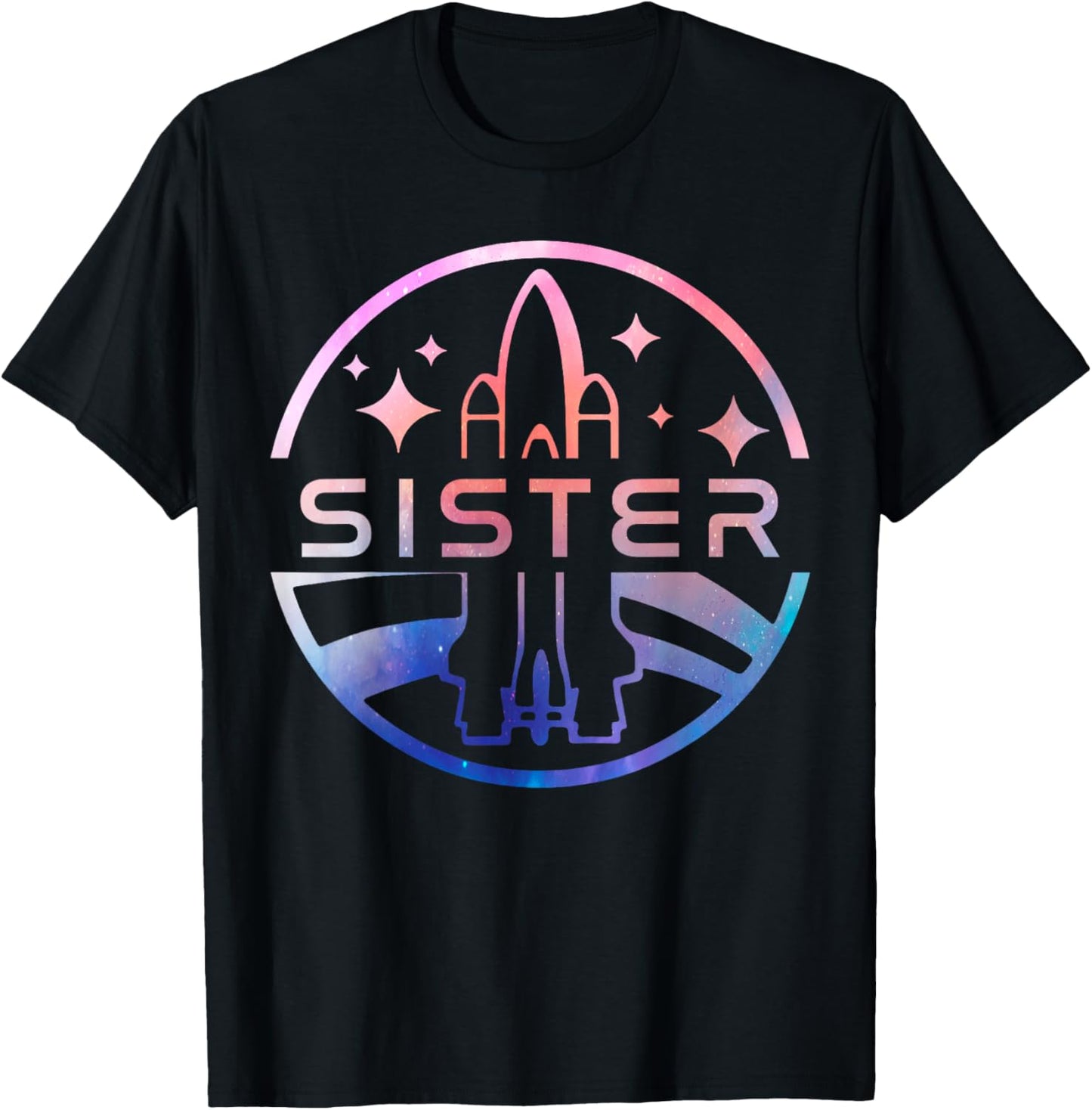 Funny Sister Space Astronaut Rocket Birthday Party T-Shirt - T-Shirt | Black