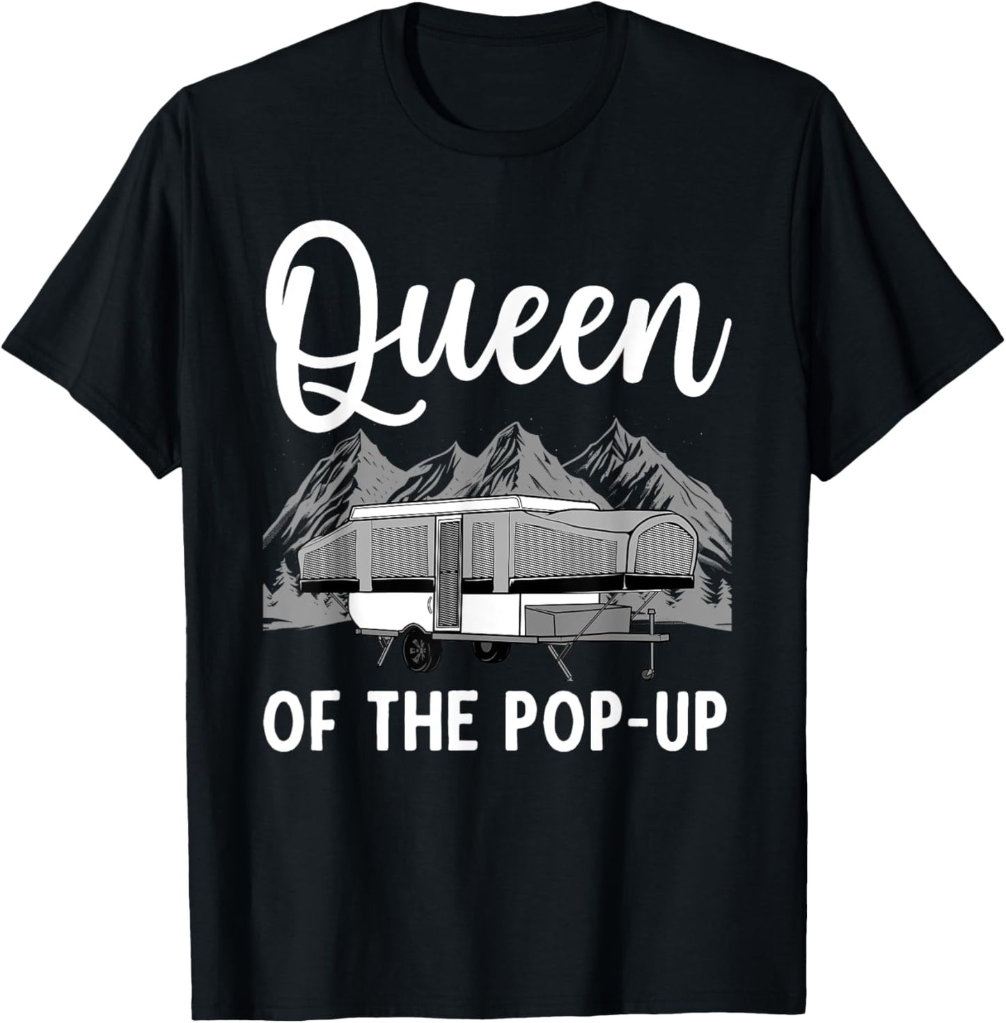 Pop Up Camper Art Girls Pop Up Trailer Camping T-Shirt - T-Shirt | Black