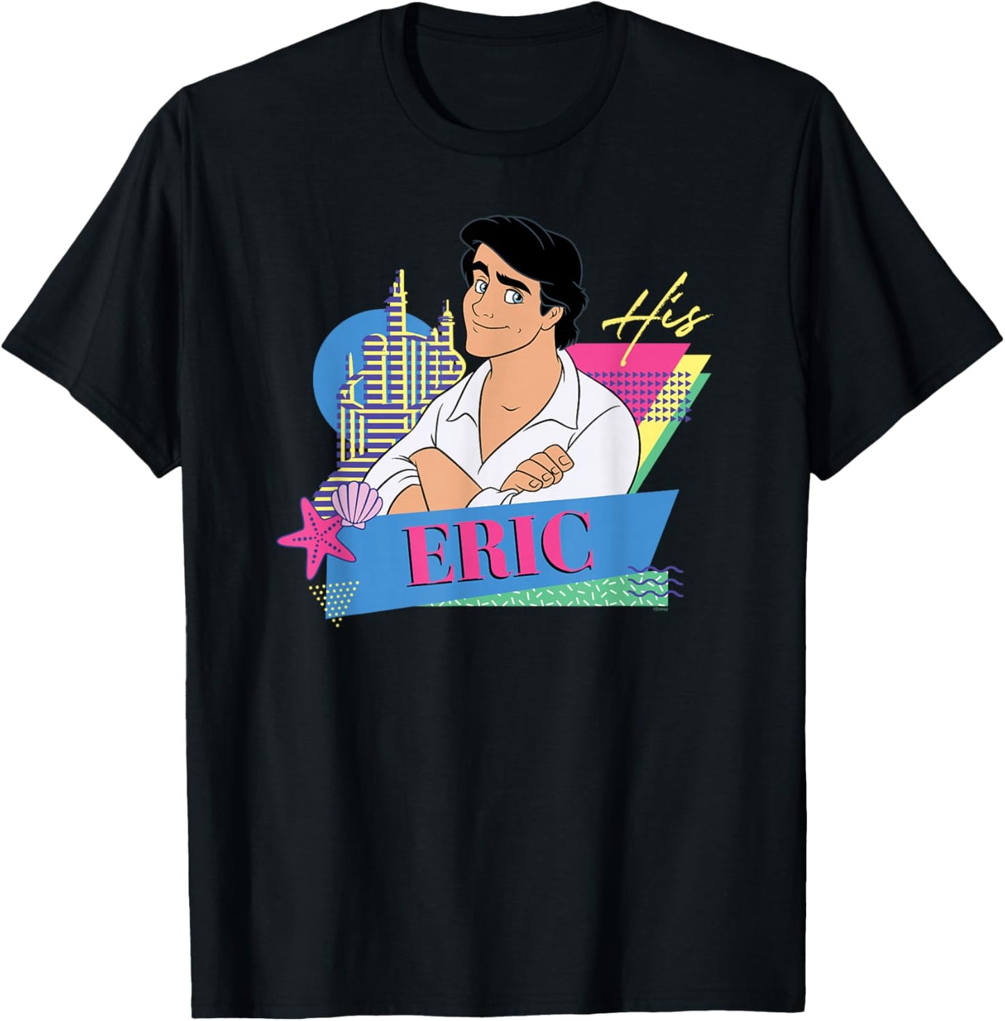 Disney The Little Mermaid Retro Couples Matching His Eric T-Shirt - T-Shirt | Black