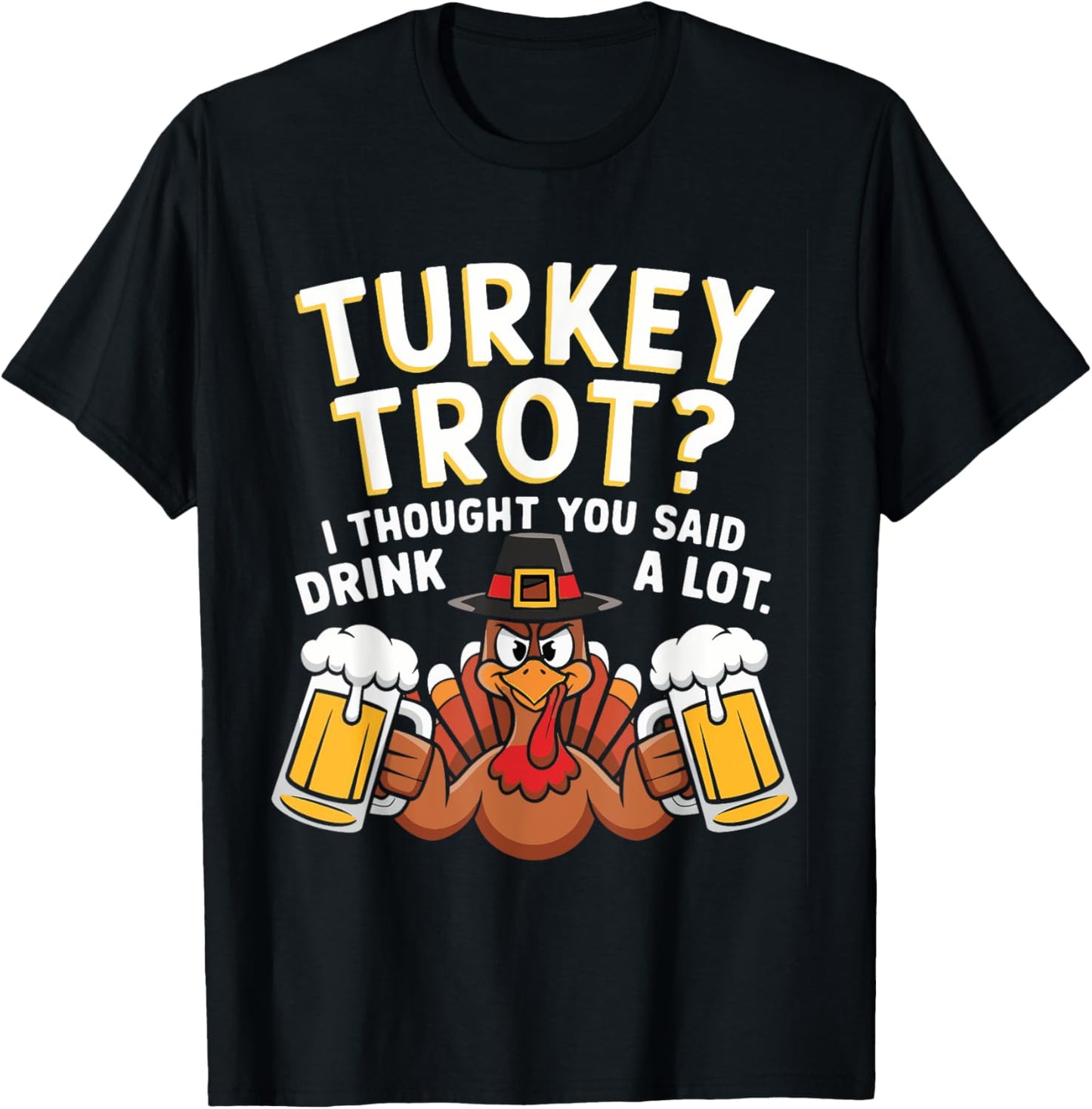 Turkey Trot Squad Running Drinking Matching Thanksgiving T-Shirt - T-Shirt | Black