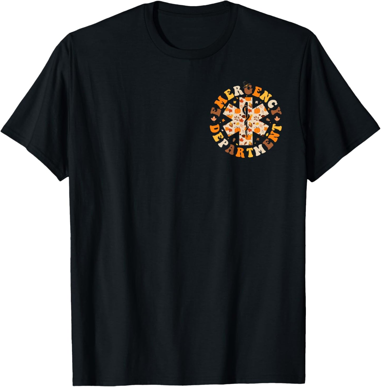 Emergency Department ER Nurse Fall Pumpkin Thanksgiving T-Shirt - T-Shirt | Black