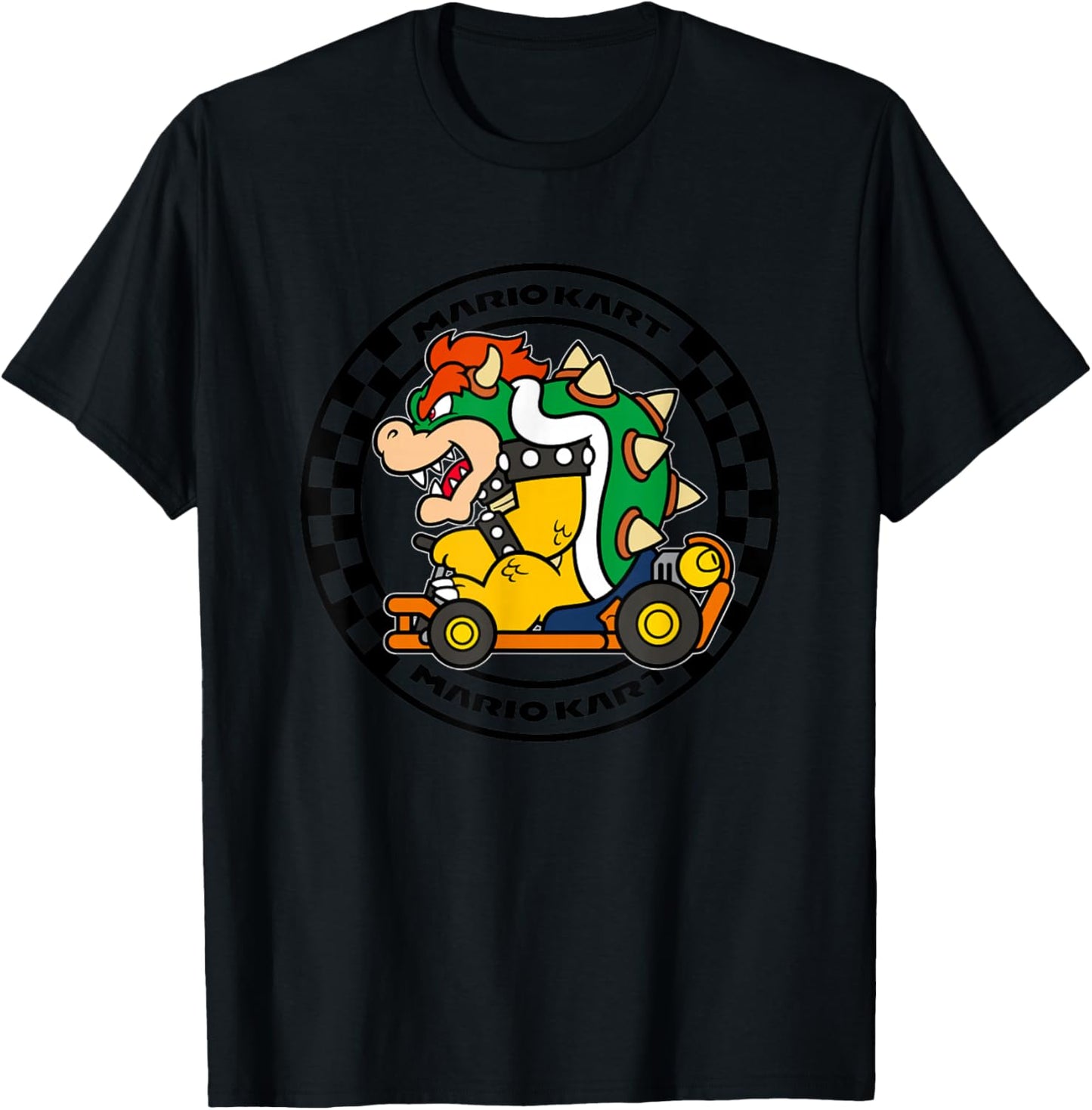 Mario Kart Bower Koopa Vintage Race Circle T-Shirt - T-Shirt | Black