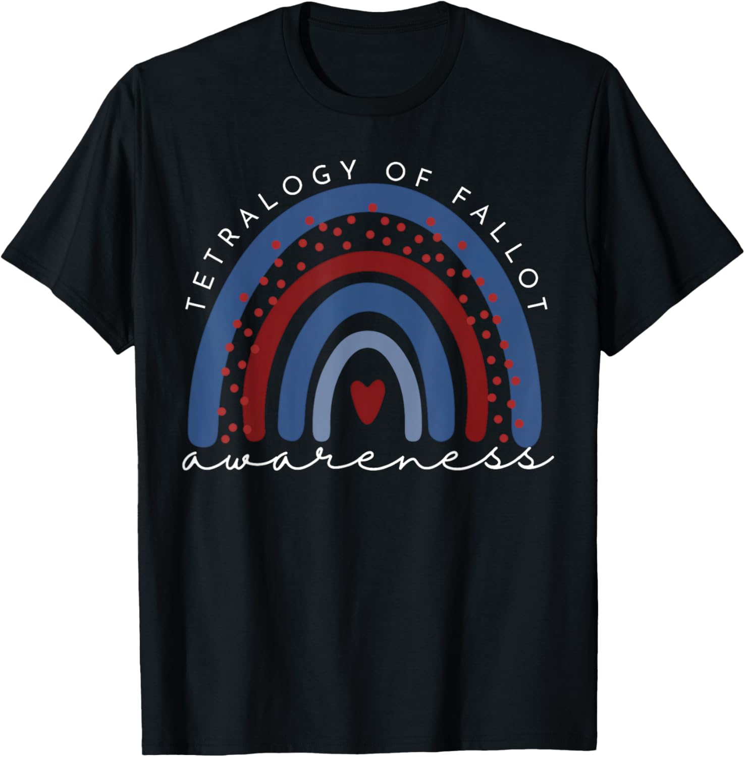 Rainbow Tetralogy of Fallot Awareness Congenital Heart T-Shirt - T-Shirt | Black