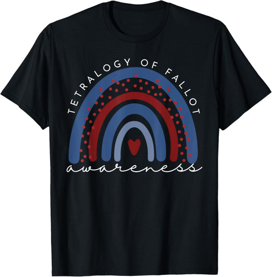 Rainbow Tetralogy of Fallot Awareness Congenital Heart T-Shirt - T-Shirt | Black