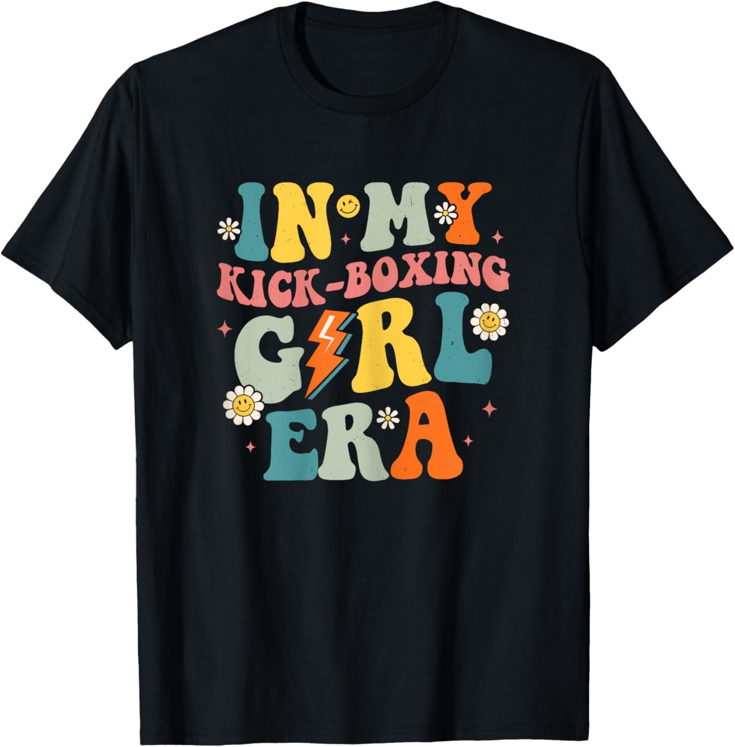 In My Kick-Boxing Girl Era Groovy Retro Kick-Boxing Girls T-Shirt - T-Shirt | Black