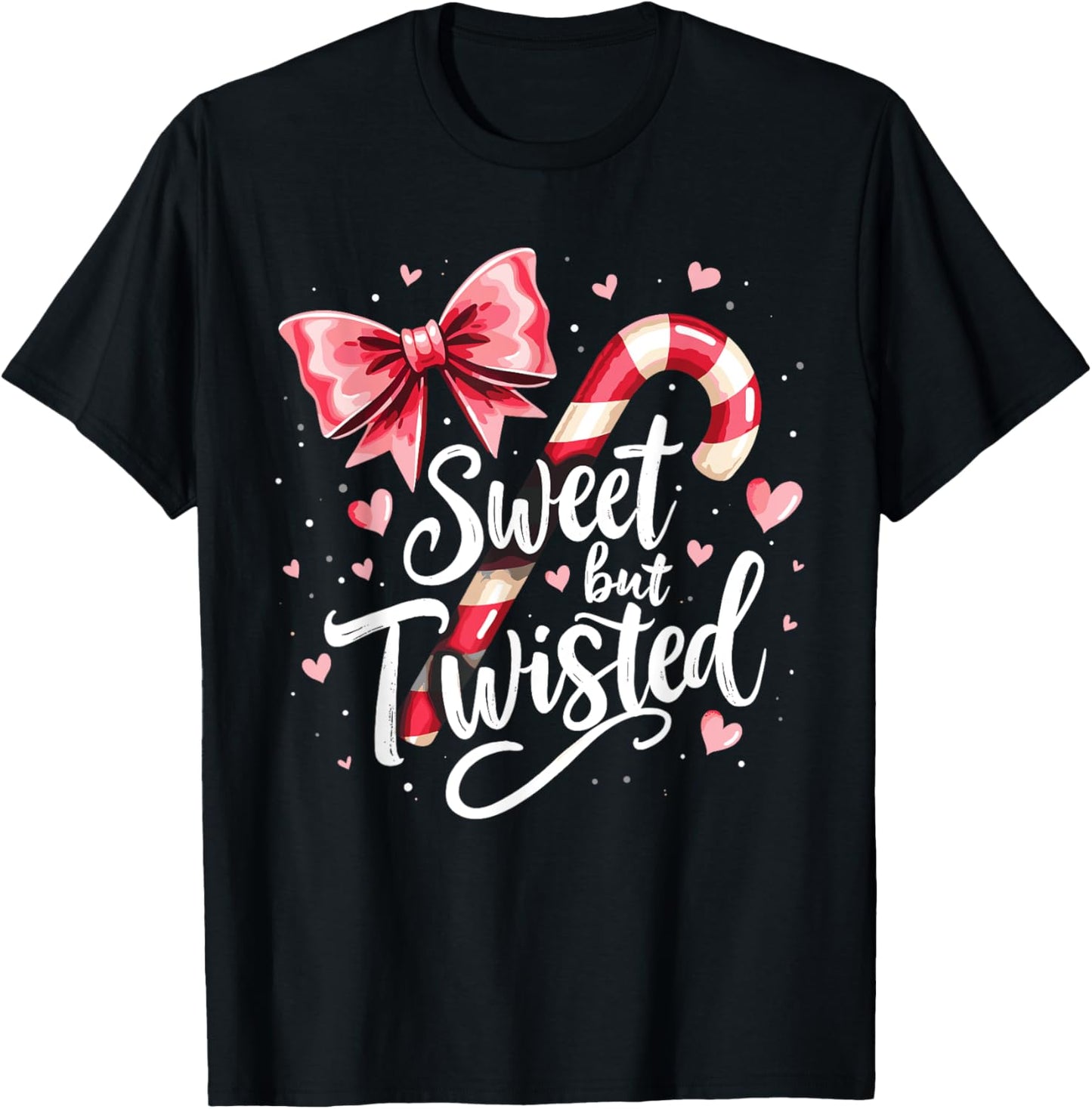 Sweet But Twisted Holiday Cheer Candy Cane Style T-Shirt - T-Shirt | Black