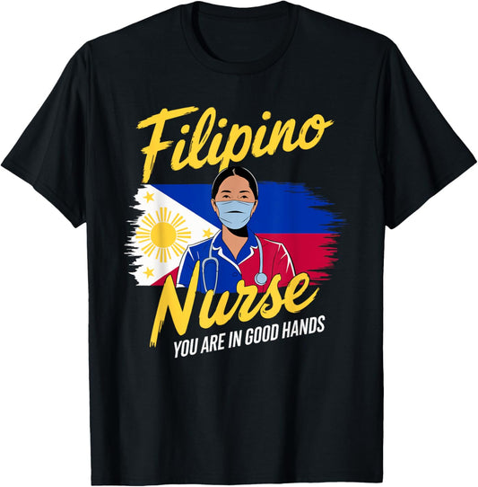 Proud Filipino Nurse Pinoy Heritage Pilipinas Philippines US T-Shirt - T-Shirt | Black