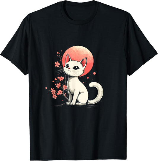 Kawaii Cat Anime Japanese Retro Funny Graphic T-Shirt - T-Shirt | Black