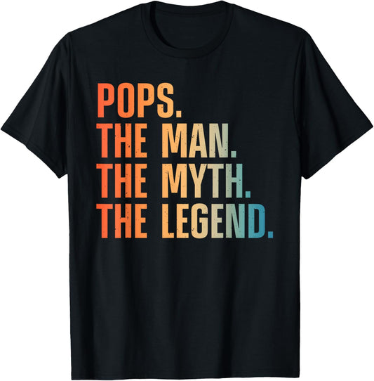 Best Pops Design For Grandpa Grandfather From Grandkids Pops T-Shirt - T-Shirt | Black