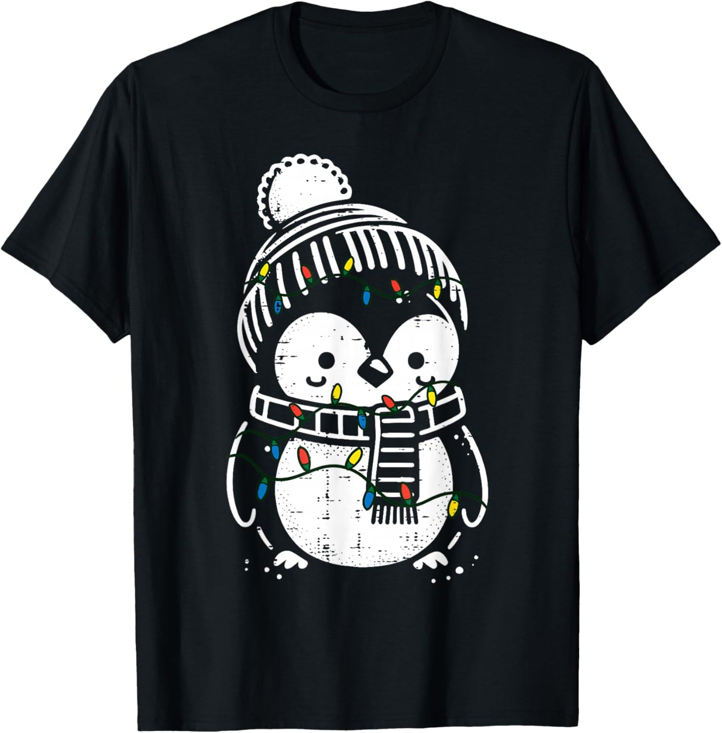 Christmas Penguin Scarf Cute Xmas Boys Girls Kids Toddler T-Shirt - T-Shirt | Black