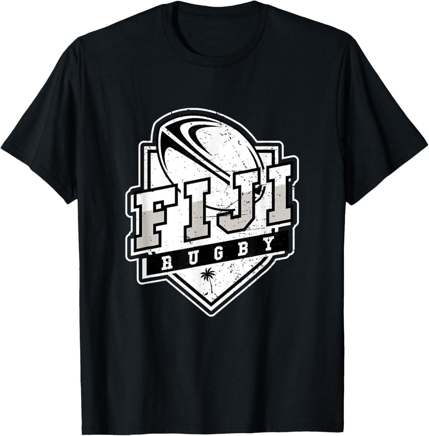 Fiji Pride Fiji Palm Tree Fijians Rugby Fan Vintage T-Shirt - T-Shirt | Black