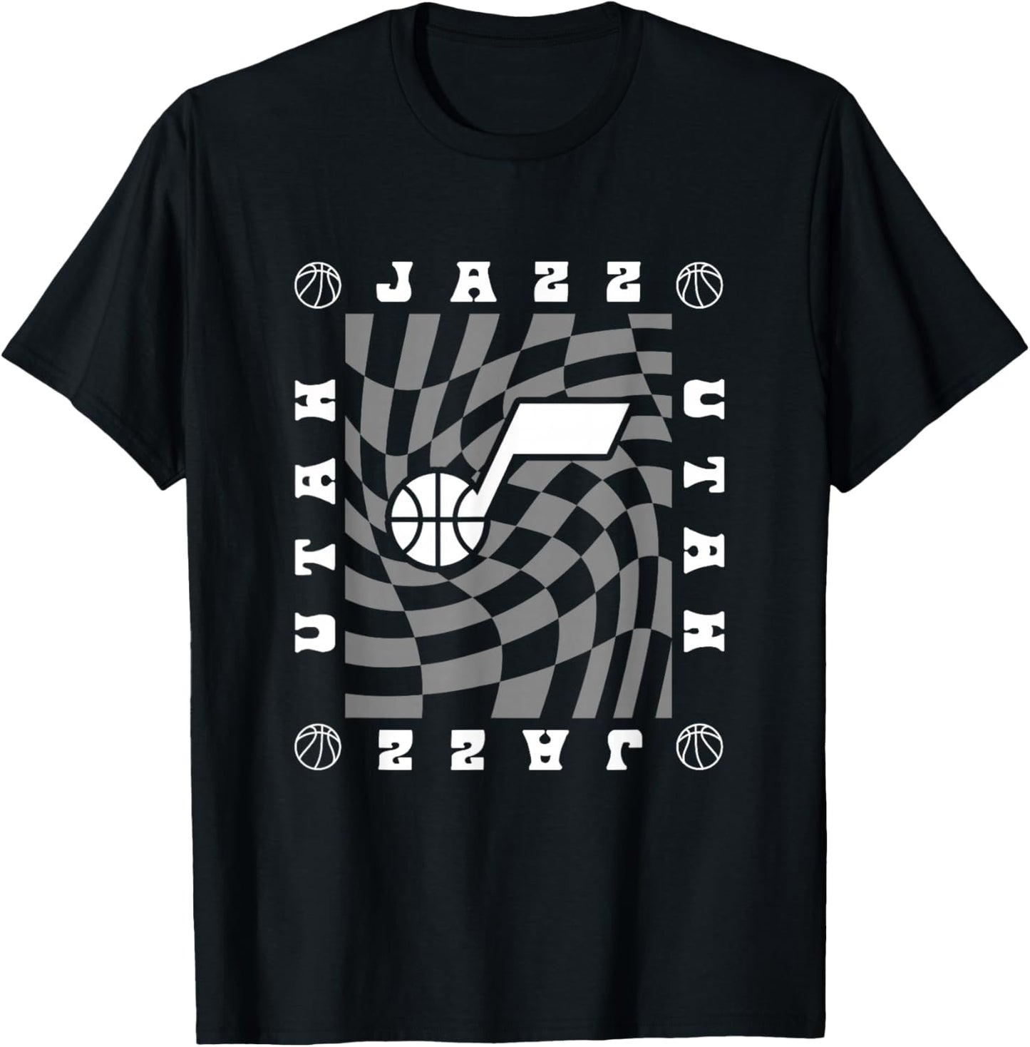 NBA Utah Jazz Retro Checkerboard Wave T-Shirt - T-Shirt | Black