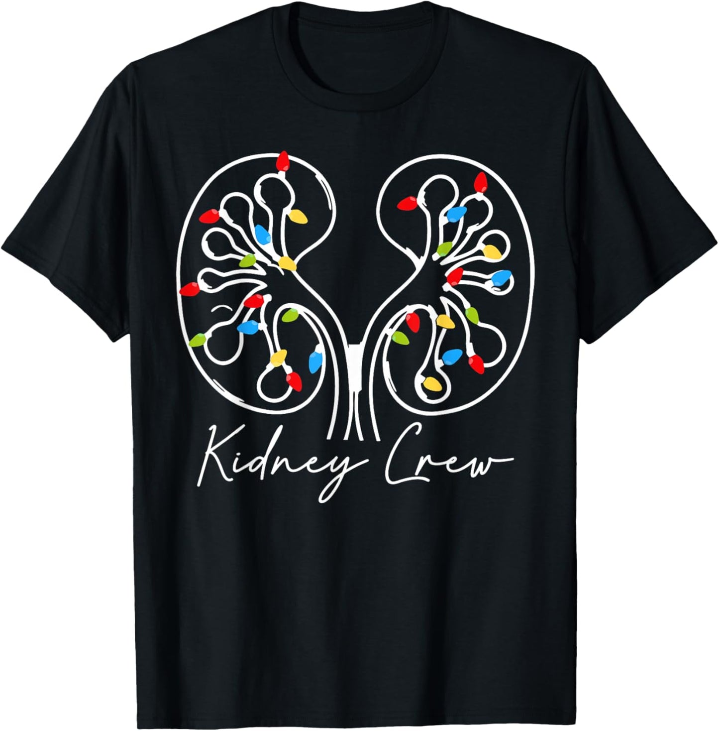 Christmas Lights Kidney Crew Dialysis Nurse Nephrology Squad T-Shirt - T-Shirt | Black