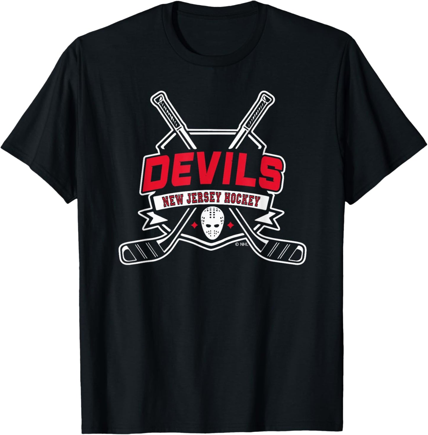 New Jersey Devils Hockey Sticks Black Officially Licensed T-Shirt - T-Shirt | Black