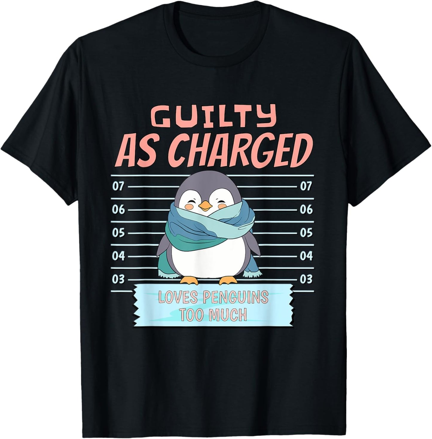 Cute Penguin Wrapped in Cozy Scarf Lover Arctic Enthusiasts T-Shirt - T-Shirt | Black