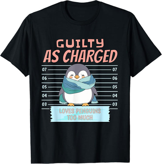 Cute Penguin Wrapped in Cozy Scarf Lover Arctic Enthusiasts T-Shirt - T-Shirt | Black