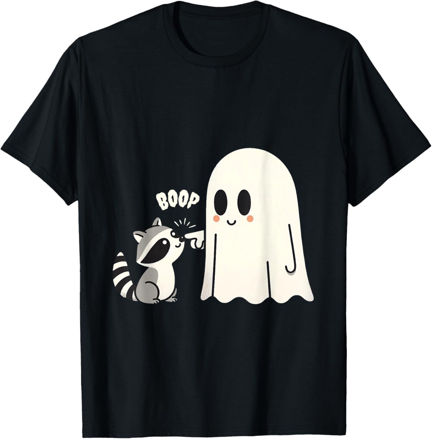 Raccoon Vintage Ghost Boop Men Women Funny Halloween Racoon T-Shirt - T-Shirt | Black