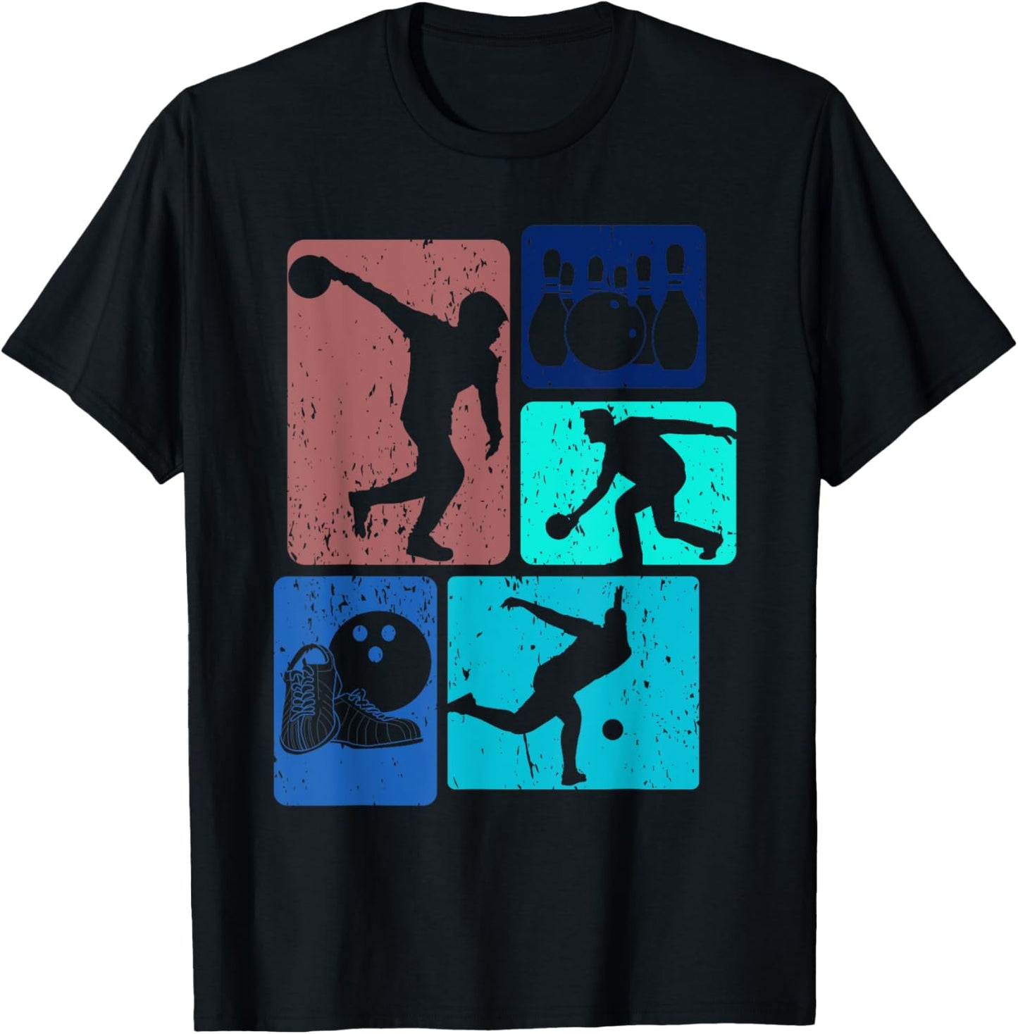 Funny Bowling Player Bowler Vintage Bowl Game Enthusiast T-Shirt - T-Shirt | Black