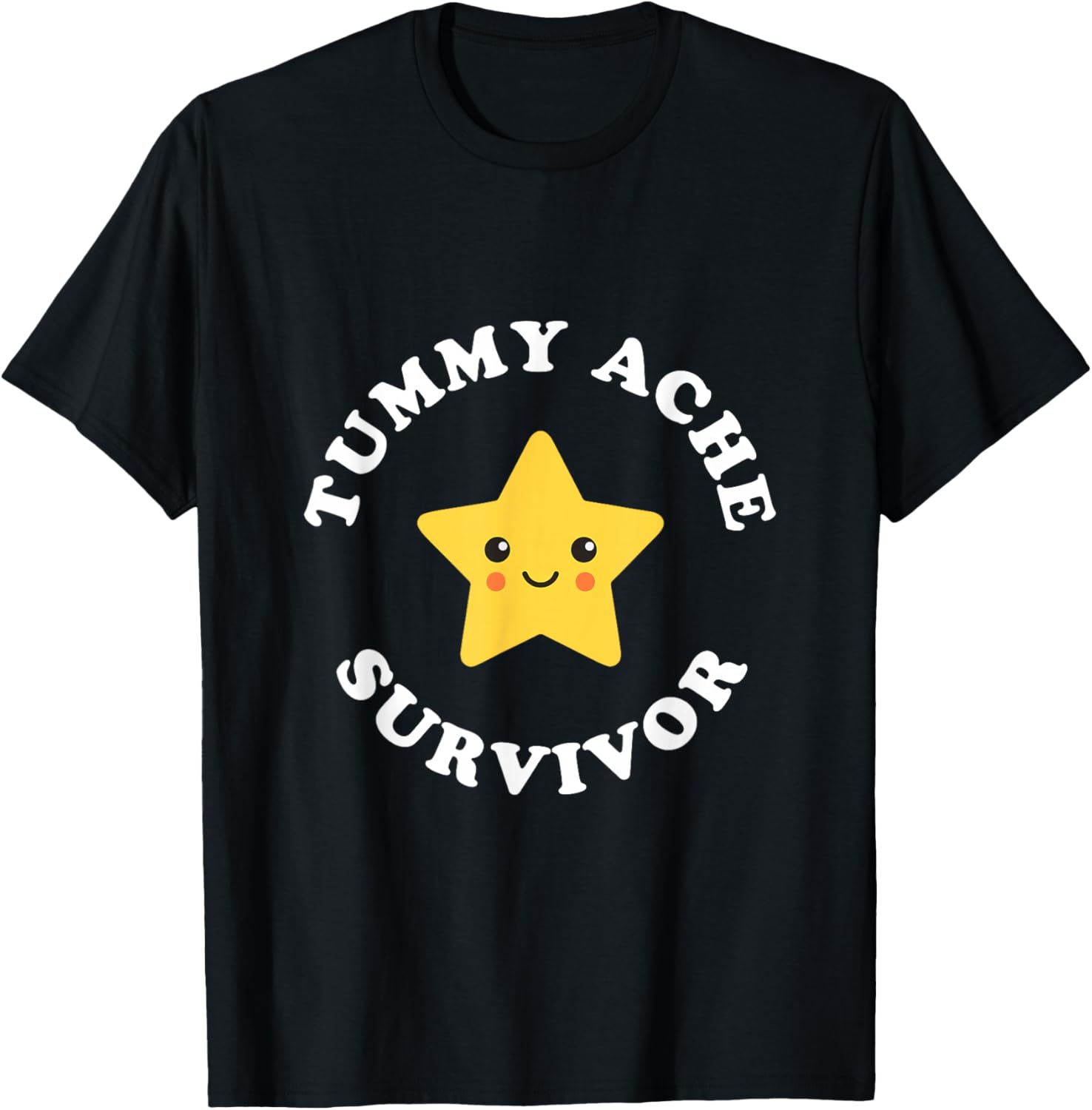 Cute Tummy Ache Survivor Star Ironic Pun Stomach Ache T-Shirt - T-Shirt | Black