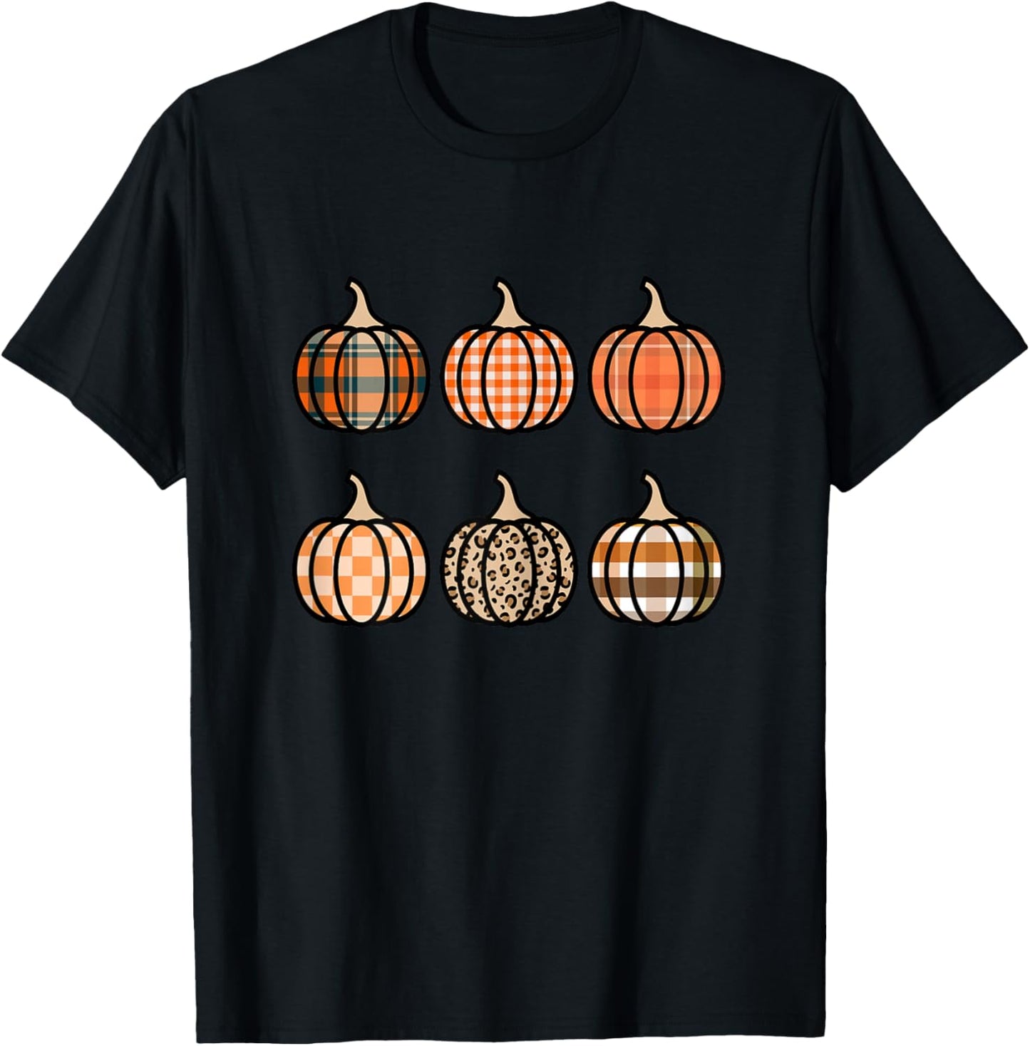 Plaid Pumpkin for Girls Fall 10-12 Teens Pumpkin Patch T-Shirt - T-Shirt | Black
