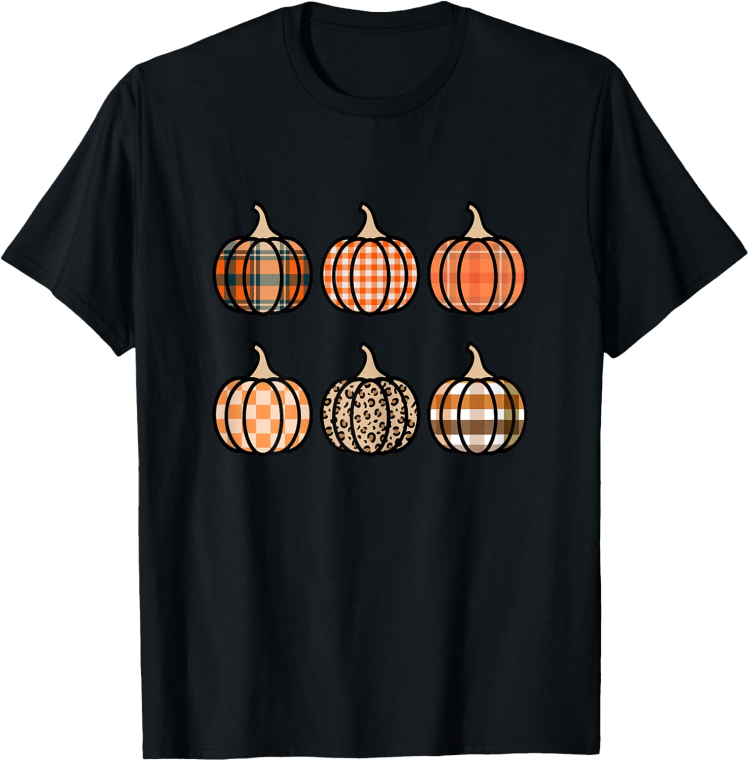 Plaid Pumpkin for Girls Fall 10-12 Teens Pumpkin Patch T-Shirt - T-Shirt | Black