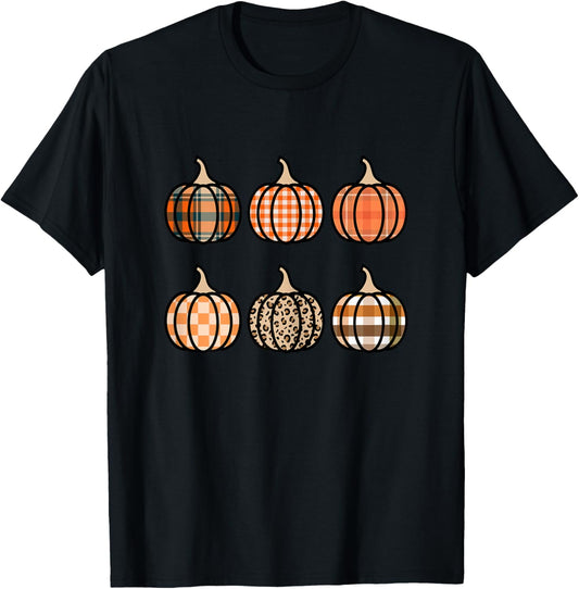 Plaid Pumpkin for Girls Fall 10-12 Teens Pumpkin Patch T-Shirt - T-Shirt | Black