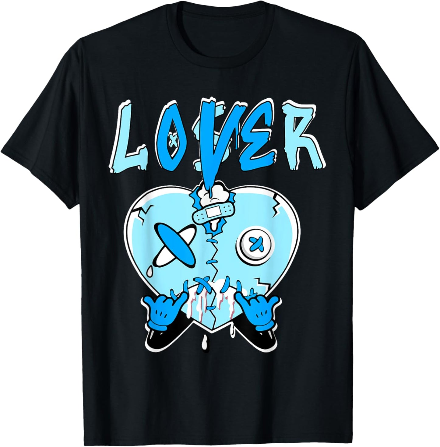 Loser Lover Light Blue Drip Heart Matching Outfit Men Women T-Shirt - T-Shirt | Black
