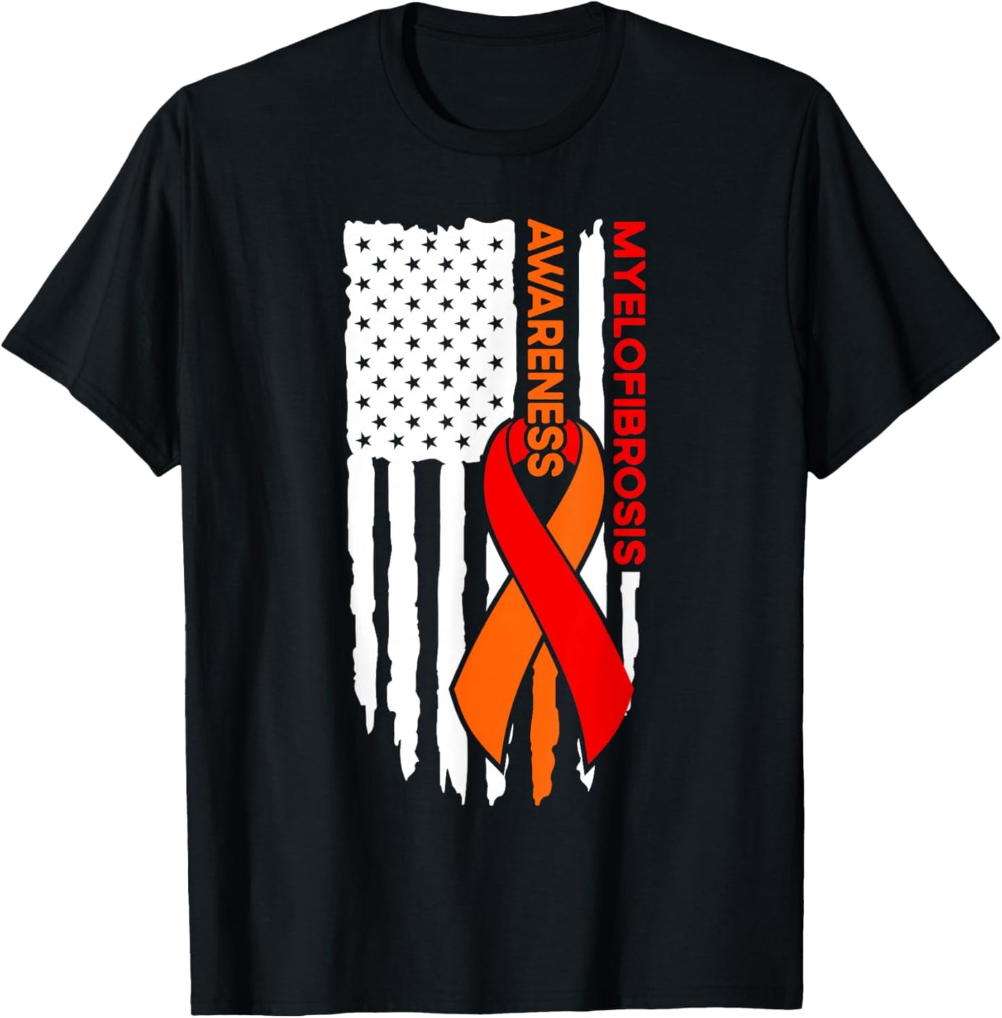 Myelofibrosis Awareness Flag Myelofibrosis T-Shirt - T-Shirt | Black