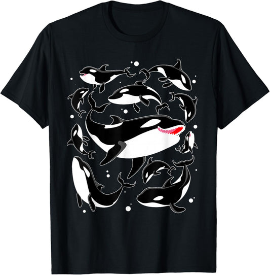 Cool Orca Art Women Kids Killer Whale Orca Lover T-Shirt - T-Shirt | Black