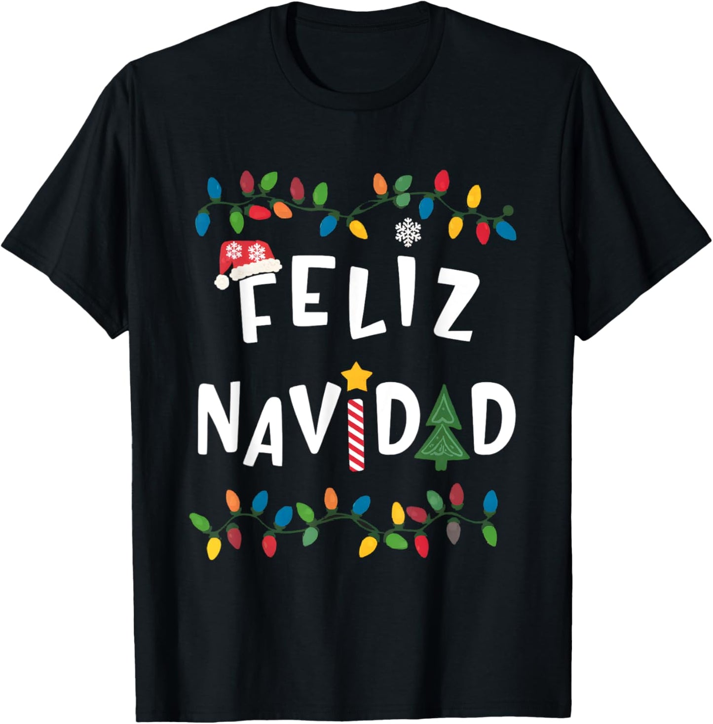 Feliz Navidad Shirt Funny Mexican Christmas in Spanish Xmas T-Shirt - T-Shirt | Black