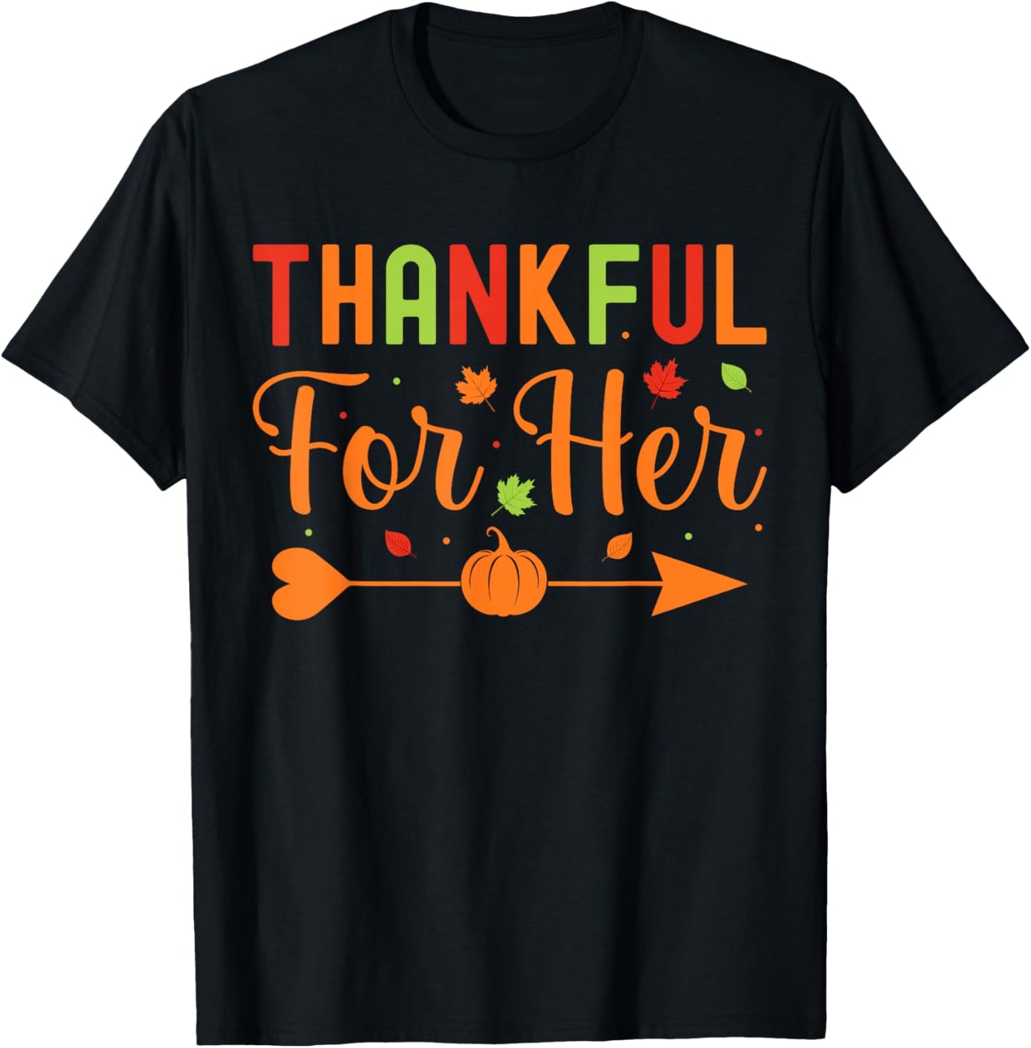 Thankful Couples Fall Matching Couple Thanksgiving T-Shirt - T-Shirt | Black