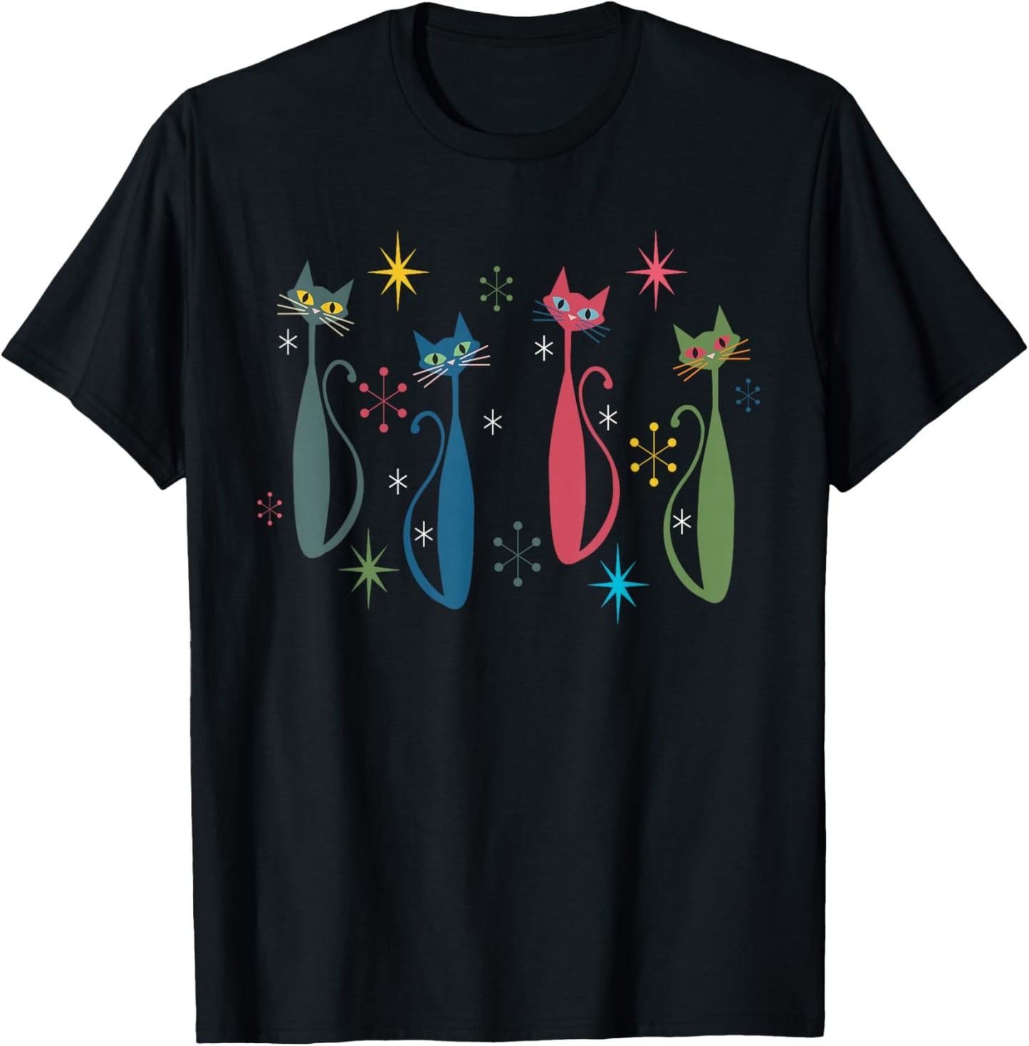 Atomic Cat Mid Century Modern Cats Art Vintage Retro Women T-Shirt - T-Shirt | Black