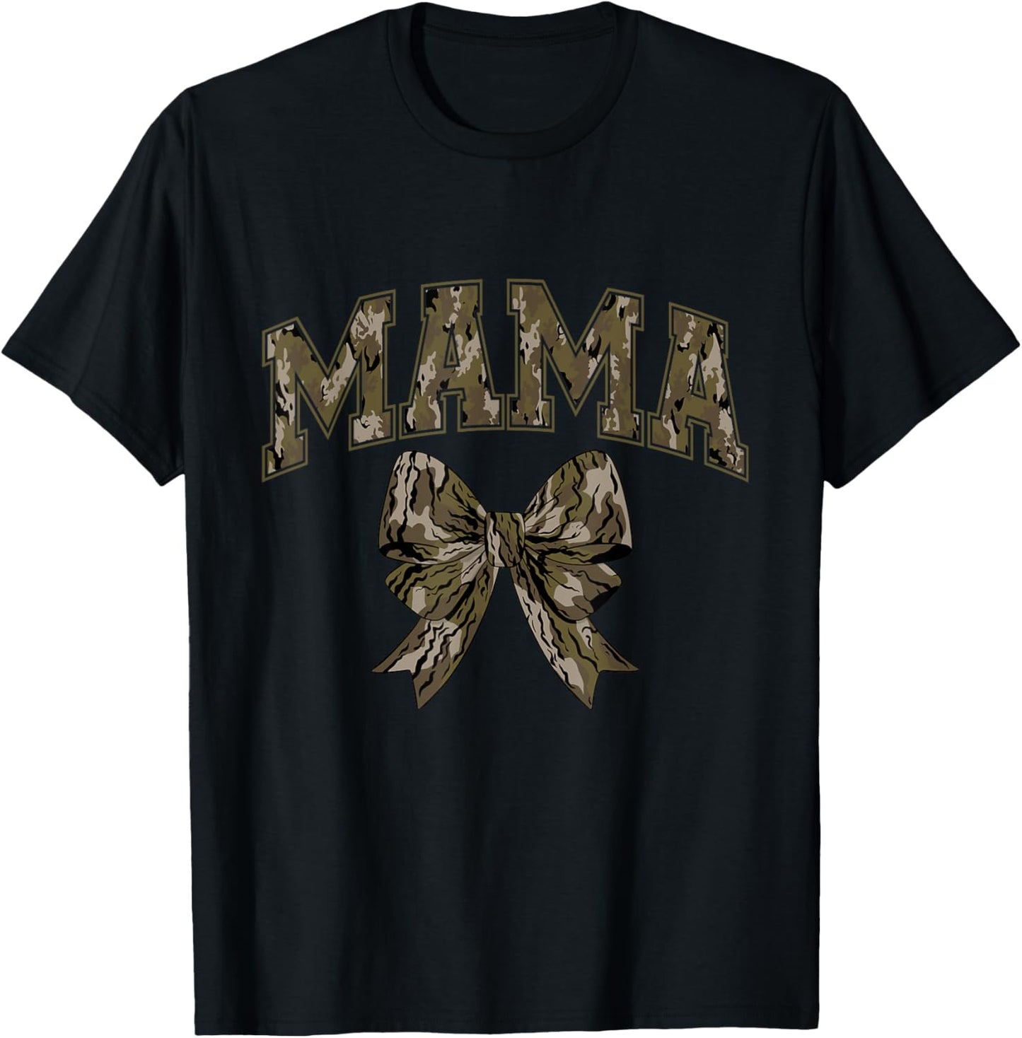 Coquette Camo Bow Mama Camouflage Mom Hunting Duck Hunter T-Shirt - T-Shirt | Black