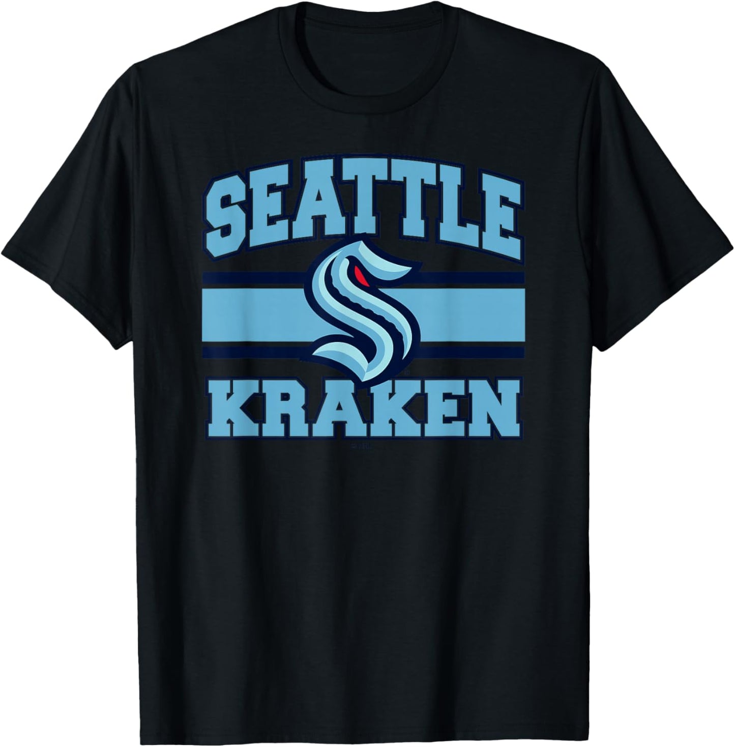 Seattle Kraken Stripe White Officially Licensed T-Shirt - T-Shirt | Black